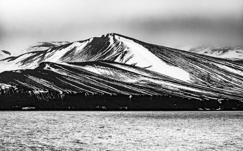 Black Snow Mountains Telefon Bay Deception Island Antarctica