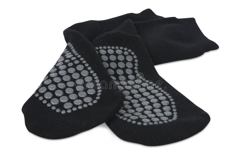 Black socks with anti-slip coating