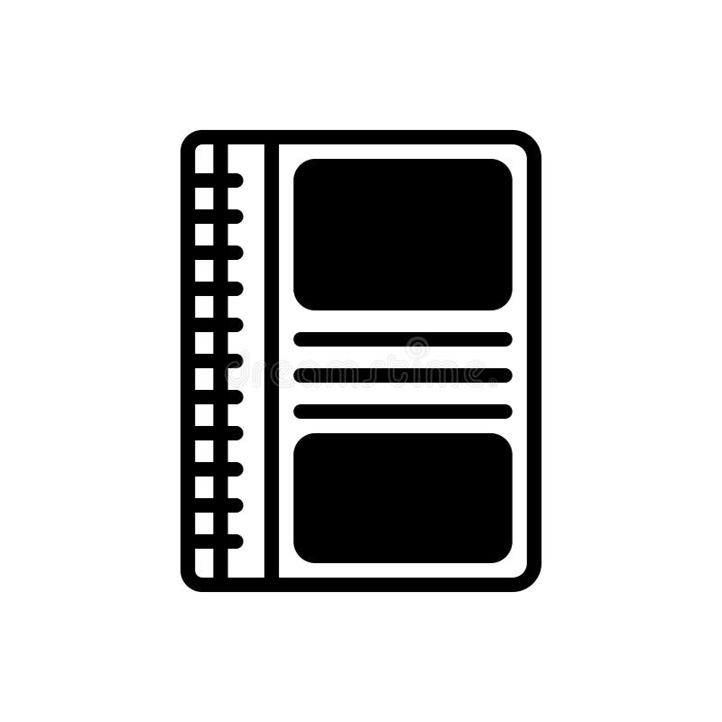 Black Solid Icon for Notebook, Mockup and Diary Stock Vector