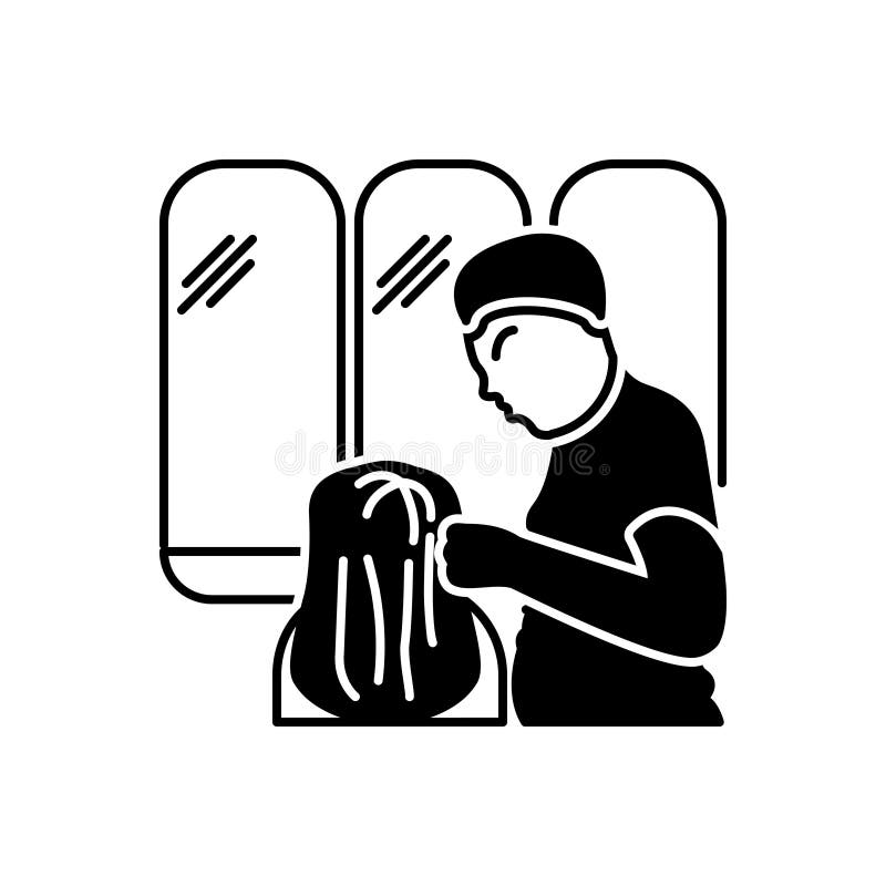 Black Solid Icon for Salons, Hair and Mirror Stock Vector