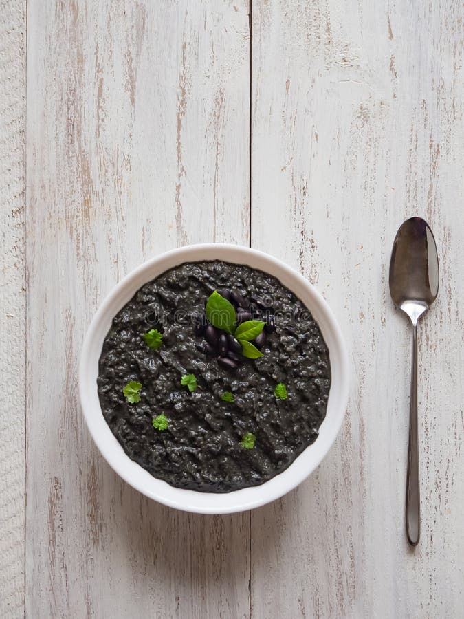 Black Soup Mashed Black Beans. Top View Stock Photo Image of color