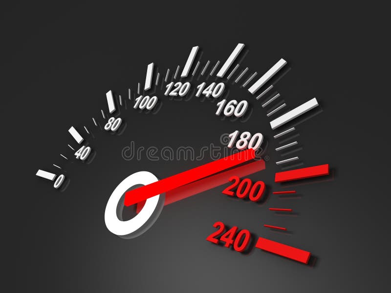 Black speedometer with red arrow royalty free illustration