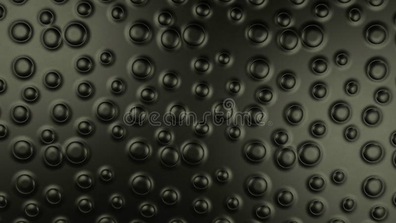 Black spheres in holes. Like water drops on surface. Black abstract background with bubbles. Round bumpy surface texture. No grid royalty free illustration