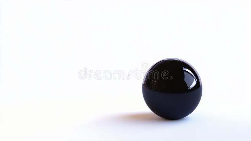 Black Spherical Object with Reflective Surface Placed on a White ...