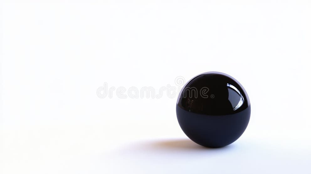 Black Spherical Object with Reflective Surface Placed on a White ...