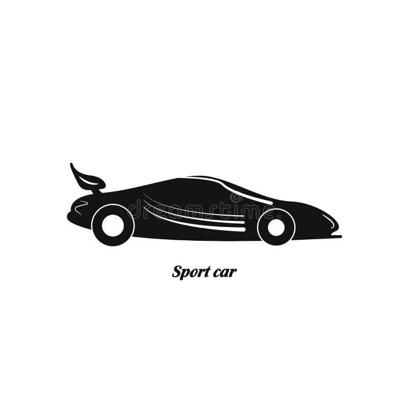 Black Sports Car Icon on a White Background. Stock Vector