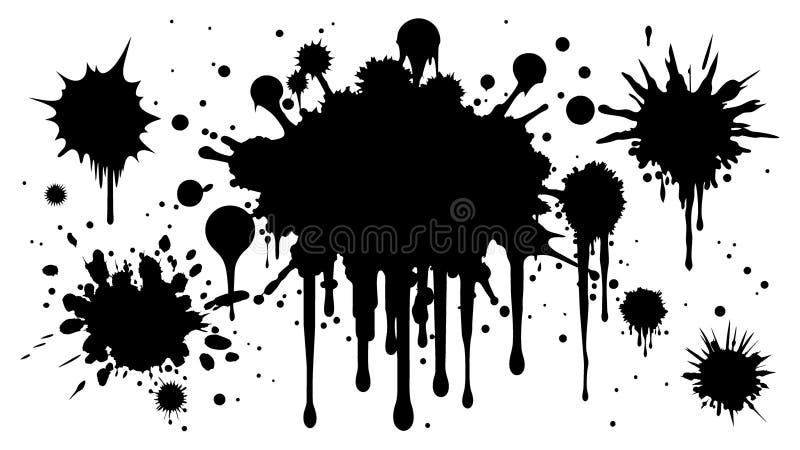 Black spots of various shapes and sizes on an isolated background vector illustration