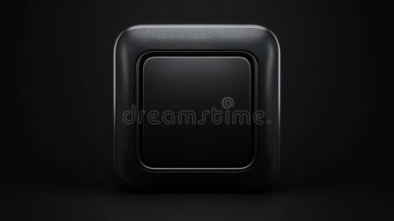 A black square with a textured surface and a blank screen. stock image