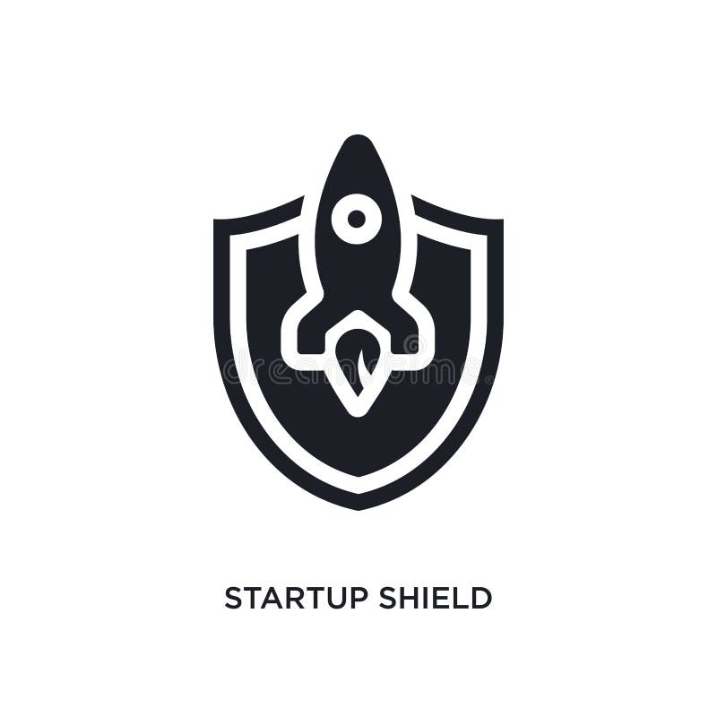 Black startup shield isolated vector icon. simple element illustration from startup stategy and concept vector icons. startup stock illustration