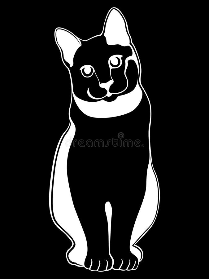 Black Stencil Of Cute Abstract Kitten Stock Vector Illustration of