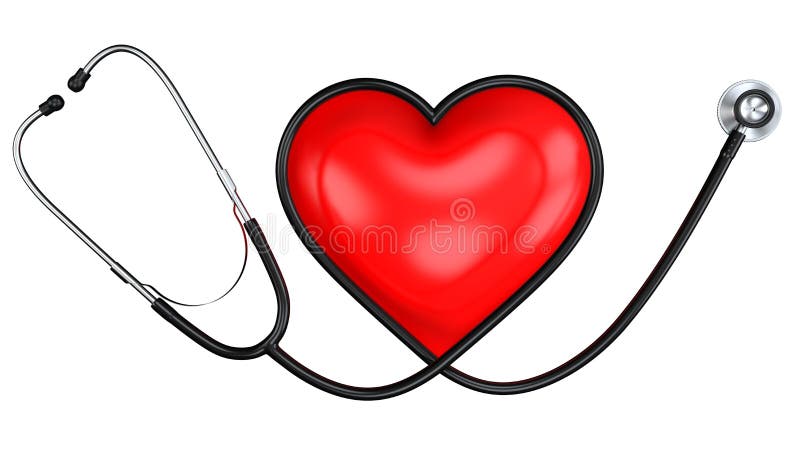 Black Stethoscope in Shape of Heart with the Red Heart Symbol. Medicine Equipment and Medical Health Care Design royalty free illustration Black Stethoscope in Shape of Heart with the Red Heart Symbol. Medicine Equipment and Medical Health Care Design royalty free illustration