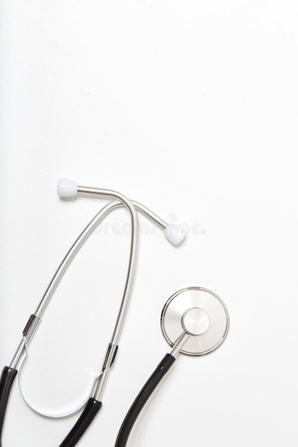 Black stethoscope on white background