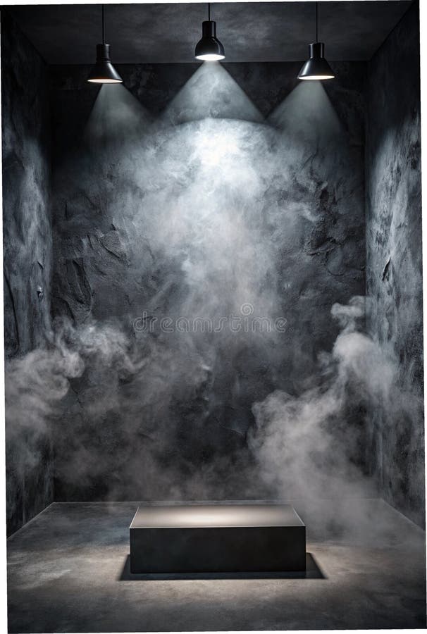 Black Studio Room with Spotlight for Product Showcase ilustracji