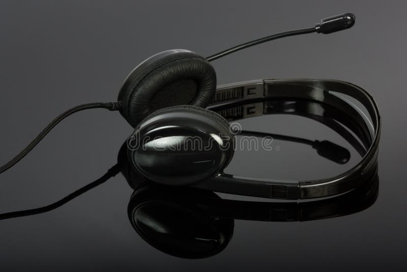 Black Stylish Headphone with Microphone Stock Photo Image of audio