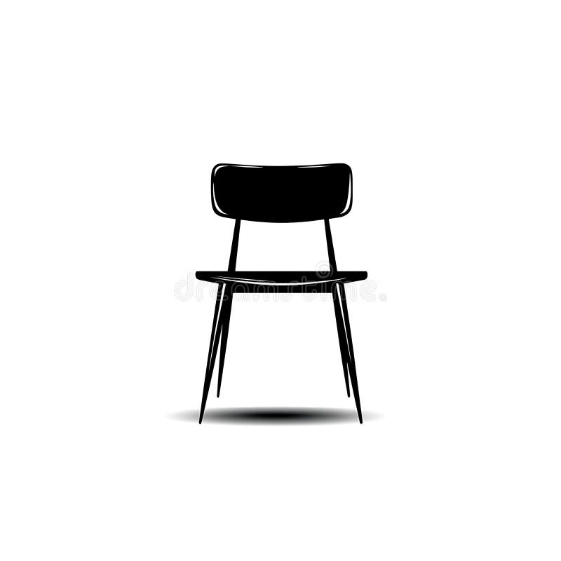 Stylized silhouette of a chair on a stark white background casting a distinct shadow minimalist decor vector illustration