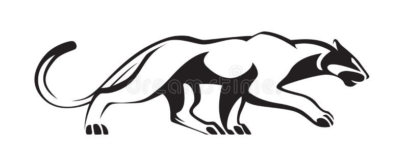 Black stylized silhouette of panther. Vector wildcat illustration. Animal isolated on white background as logo, mascot or tattoo