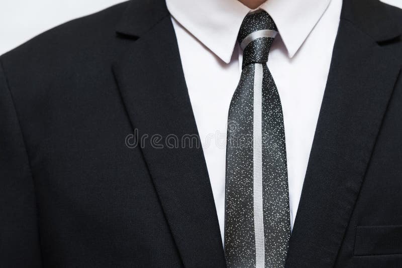 Black Suit with White Shirt and Tie Stock Image Image of knot