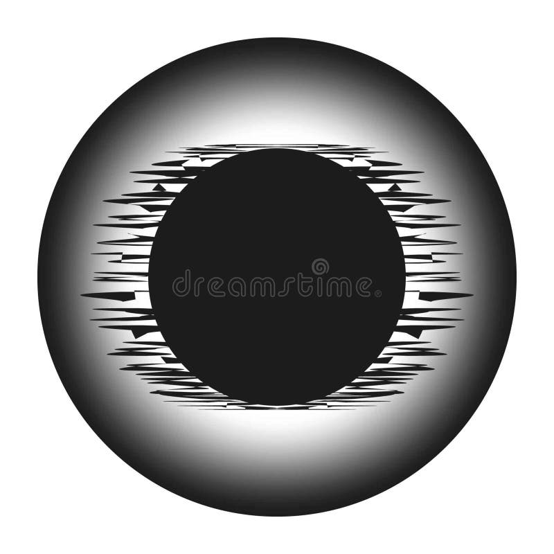 Black sun. Abstract circular icon. Gradient vector design. Radiant shadow effect. royalty free illustration