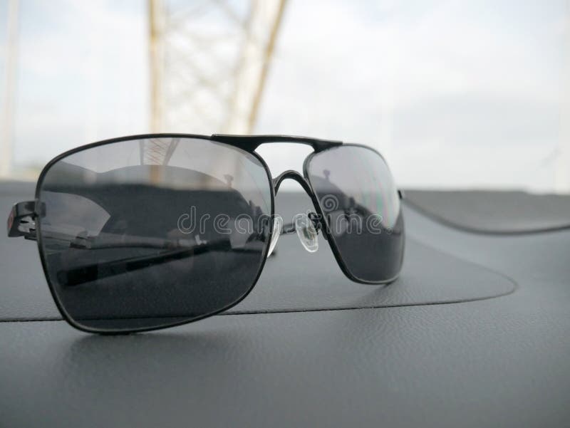 Black Sunglasses on Car Dashboard Stock Photo Image of modern