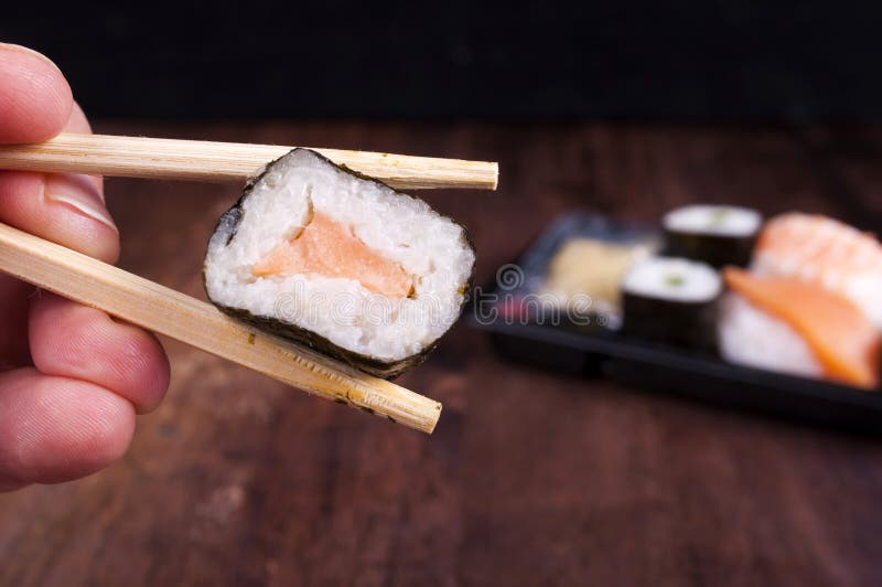Black sushi box stock image. Image of prepared, eating 67683389