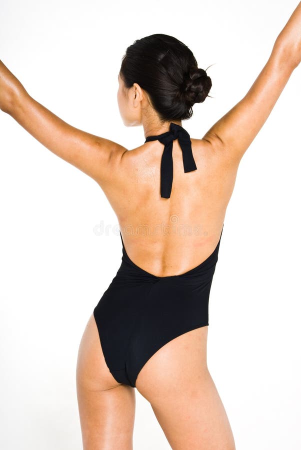 Young attractive asian women in black swimsuit. Young attractive asian women in black swimsuit