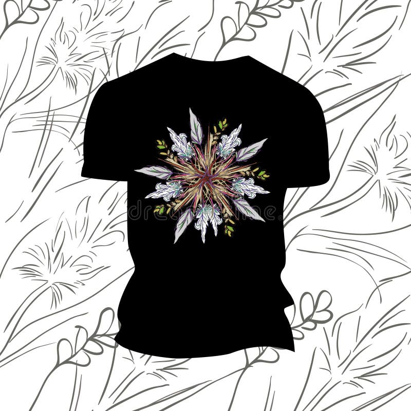 Black T-shirt with flowers stock vector. Illustration of symbol - 59567272