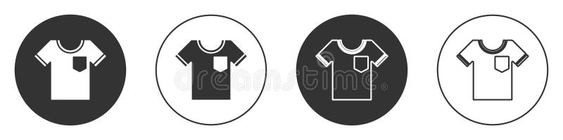 Black T-shirt Icon Isolated On White Background. Circle Button. Vector ...