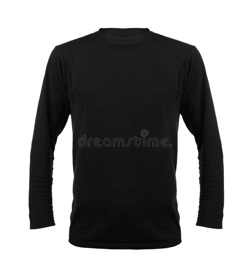 Black T-shirt with Long Sleeves Isolated on White Stock Photo - Image ...