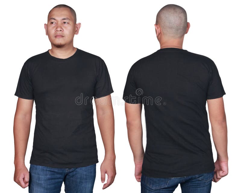 Black T-shirt Mock Up, Front and Back View, Isolated. Male Model Wear ...