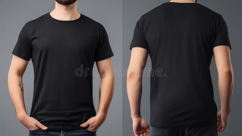 Black T-Shirt Mockup Template. Illustration AI Generative Stock ...