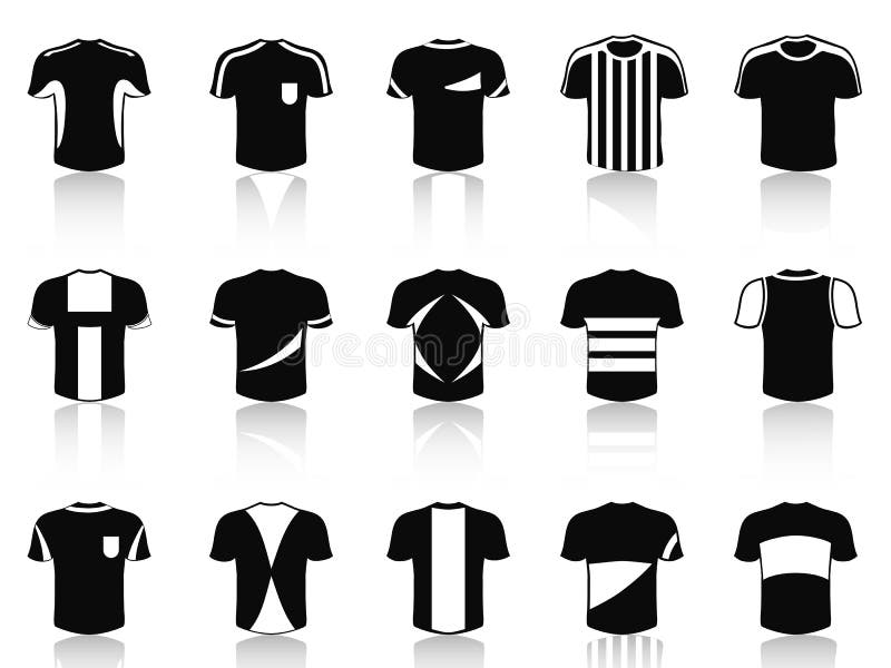Black T-shirt Soccer Clothing Icons Set Stock Vector - Illustration of ...