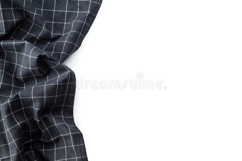 Black tablecloth over white background stock photography