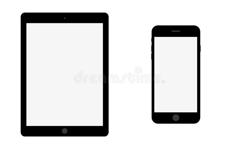 Black Tablet with Grey Screen Vector Eps. Tablet Empty Screen Computer
