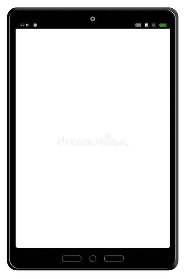 Black Tablet Template with White Screen Isolated Stock Photo Image of