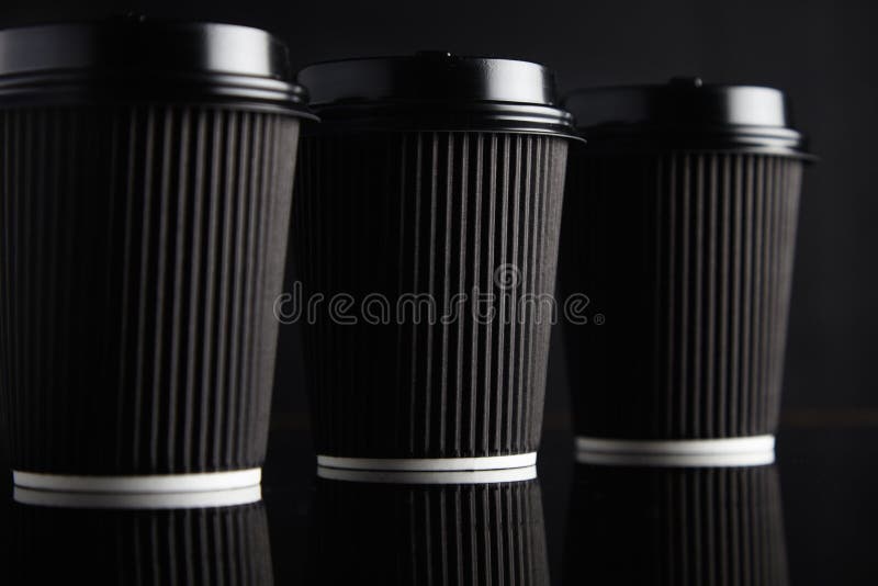 Black Takeaway Coffee Cup Mockups Stock Image Image of container