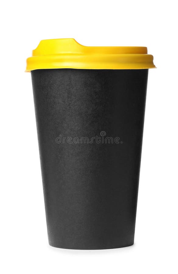 Black Takeaway Paper Coffee Cup with Cardboard Sleeve Stock Photo