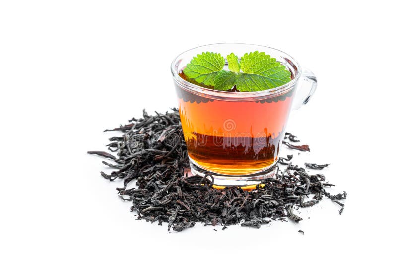 Black Tea in Glass Cup Isolated on White Stock Image Image of glass