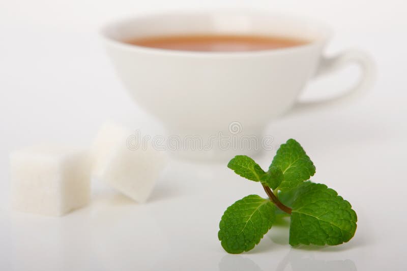 Black tea with mint stock photo. Image of leaves, close 7839452