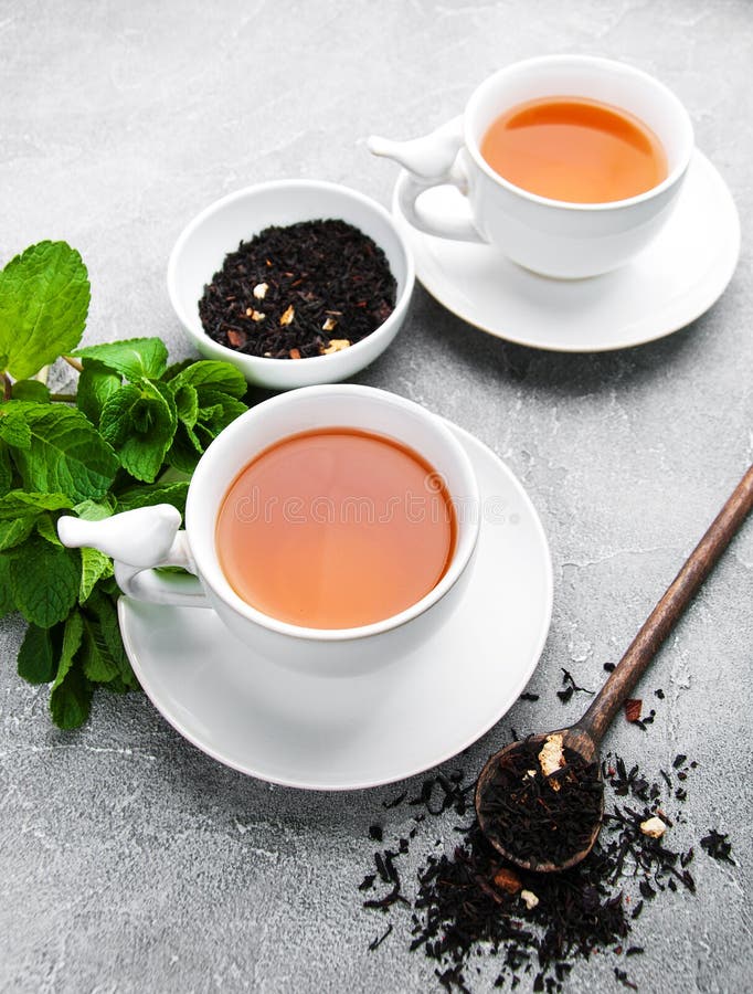 Black tea with mint stock photo. Image of leaf, healthy 112380248