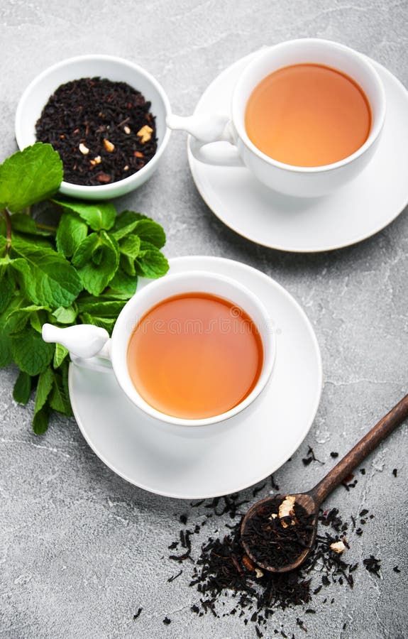 Black tea with mint stock image. Image of green, herb 114524477