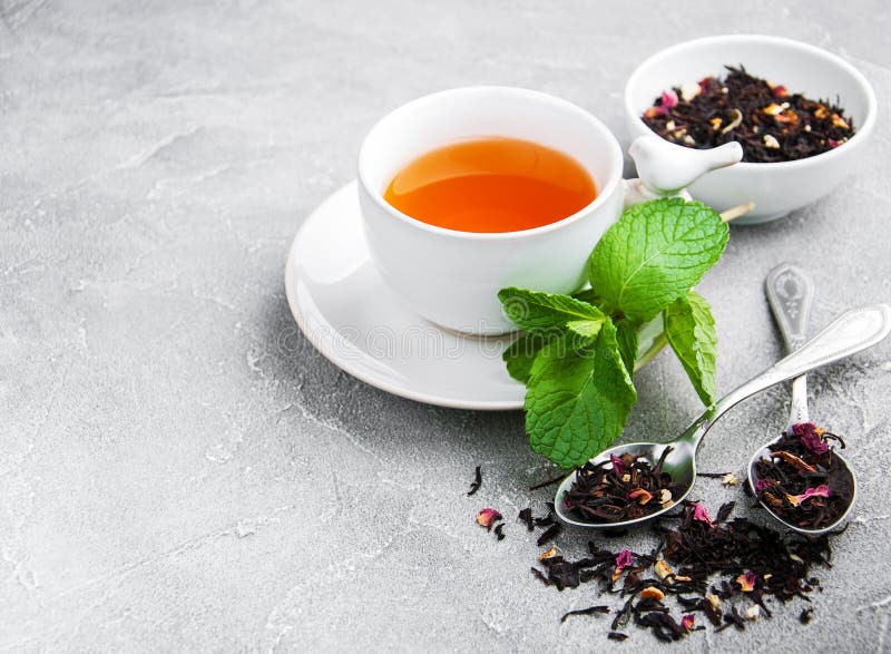 Black tea with mint stock image. Image of green, herb 114524477
