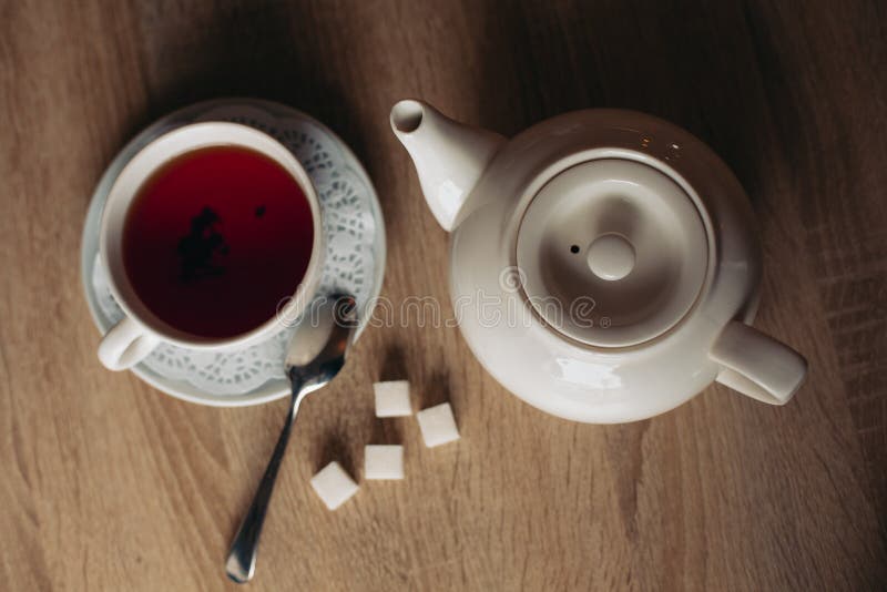 Black tea with sugar cubes stock photo. Image of classic 71086052