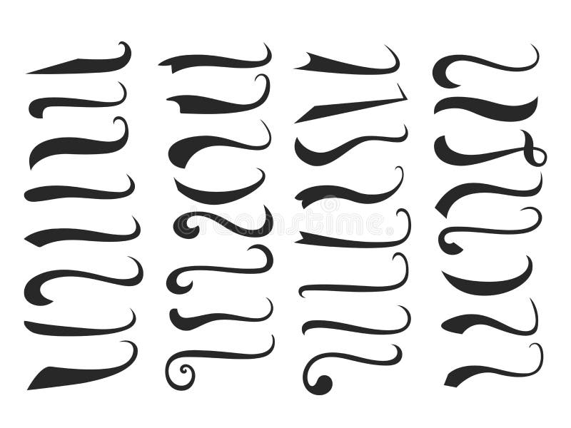 Black text swooshes isolated vector design elements set stock illustration Black text swooshes isolated vector design elements set stock illustration