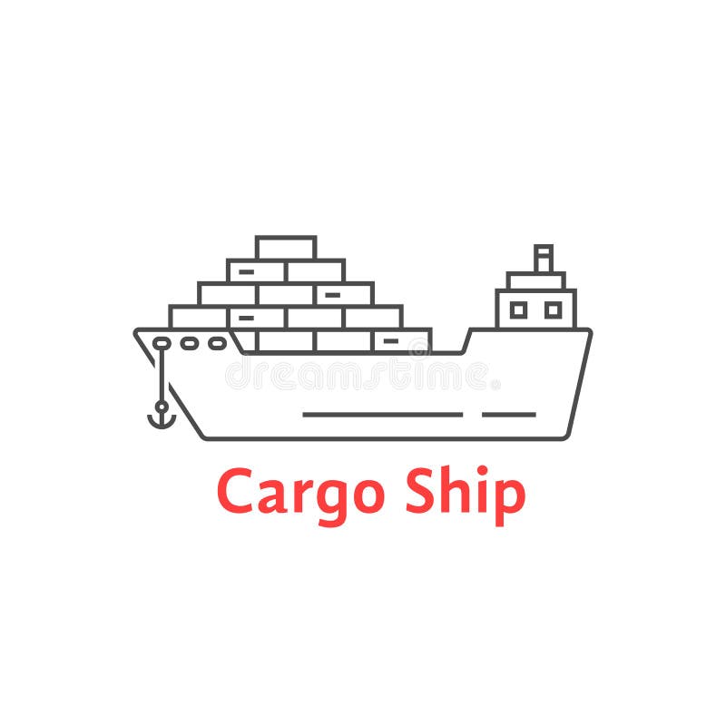 Black thin line cargo ship icon royalty free illustration Black thin line cargo ship icon royalty free illustration