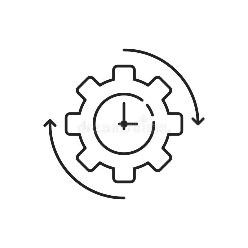 Black thin line gear like time management icon royalty free illustration