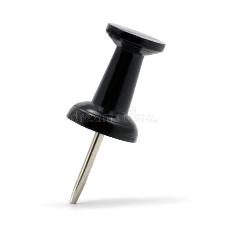 Black Thumbtack Macro, Isolated Pushpin Closeup