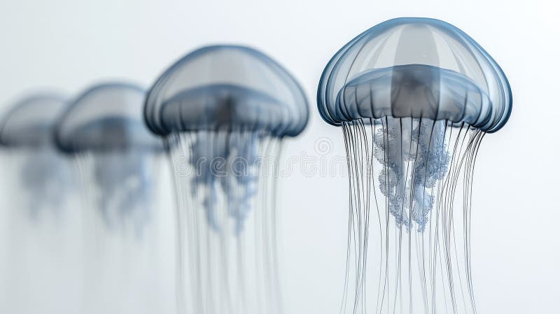Black Translucent Jellyfish Floating Against Bold White Background royalty free illustration