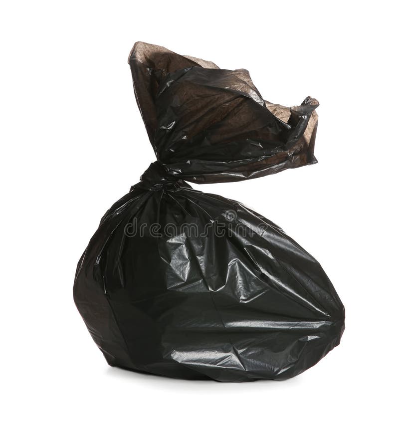 Black Trash Bag Full of Garbage Isolated on White Stock Photo Image of single, color 243749746