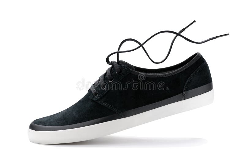 black trendy sneaker shoe isolated on white background