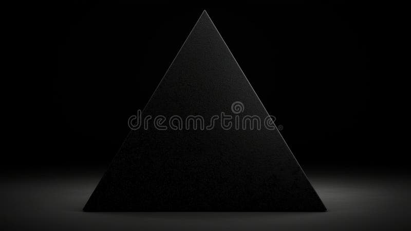 A black triangle with a textured surface. stock photos